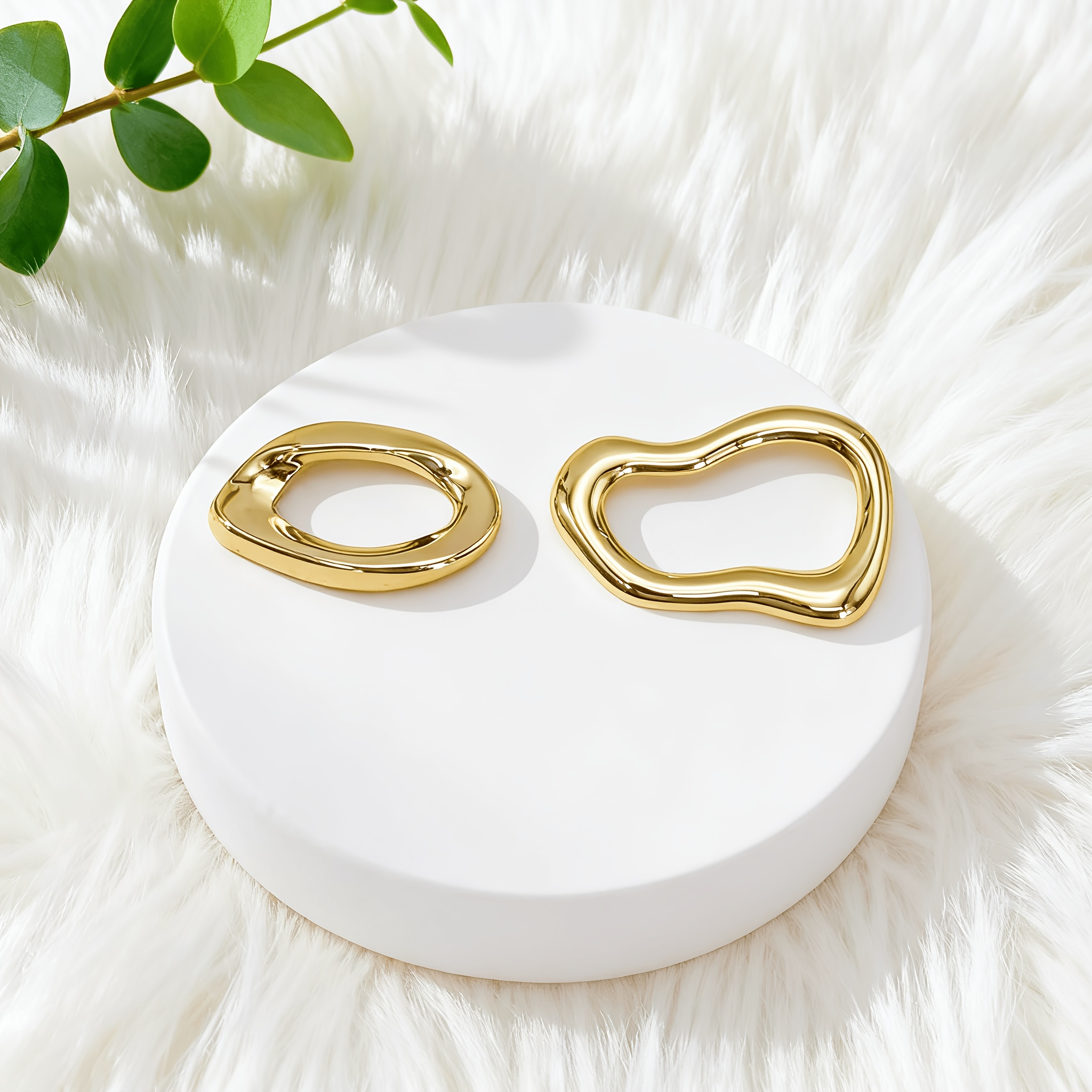2pcs Organic Liquid Brooch Set, Smooth Oval & Bean Shapes